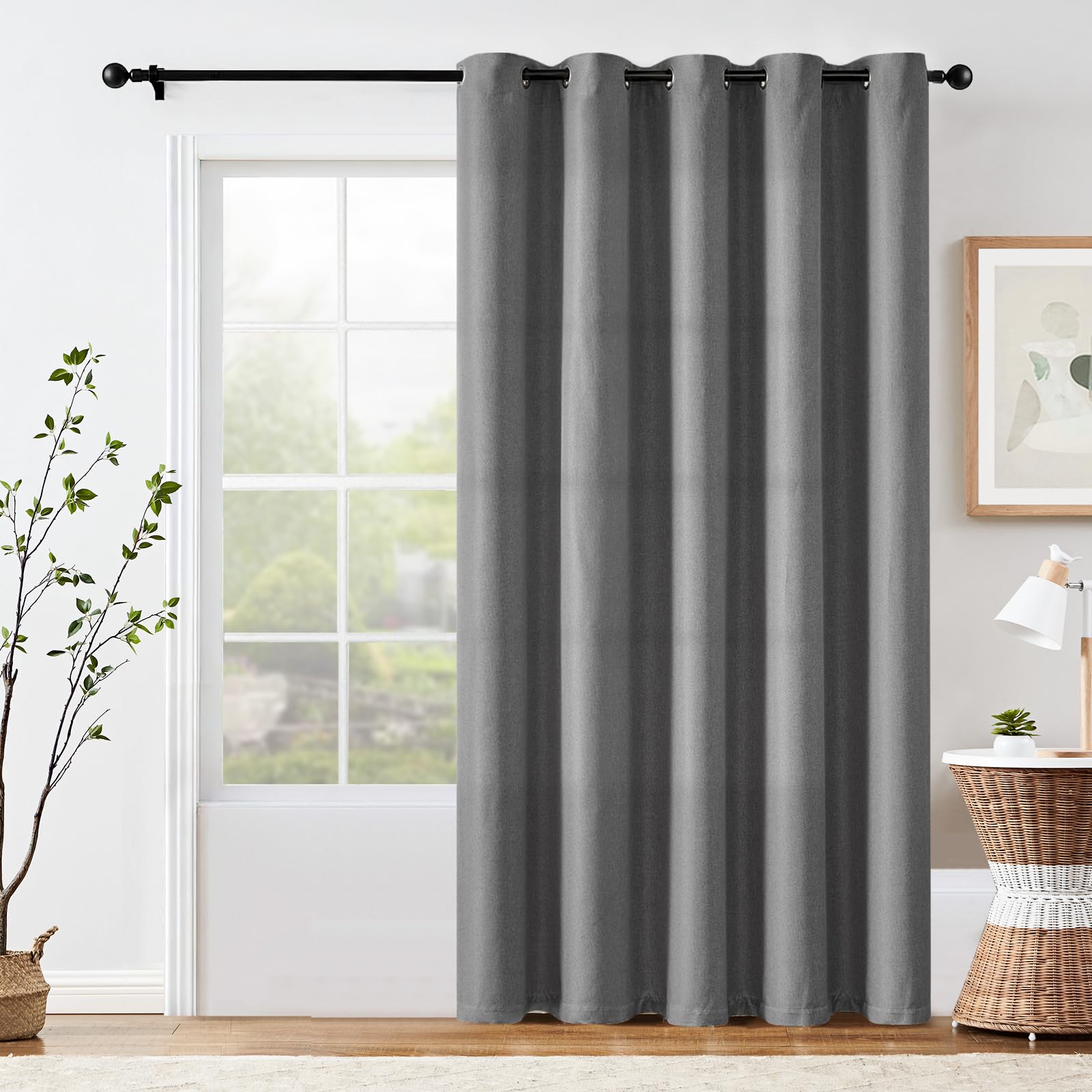 Jinchan Blackout Curtain 90 Inch Length Light Grey Curtain For Bedroom Living Room Curtain 1 Panel Texture Curtain Grommet Top Window Drape 72 Inches Wide By 90 Inches Long Gray