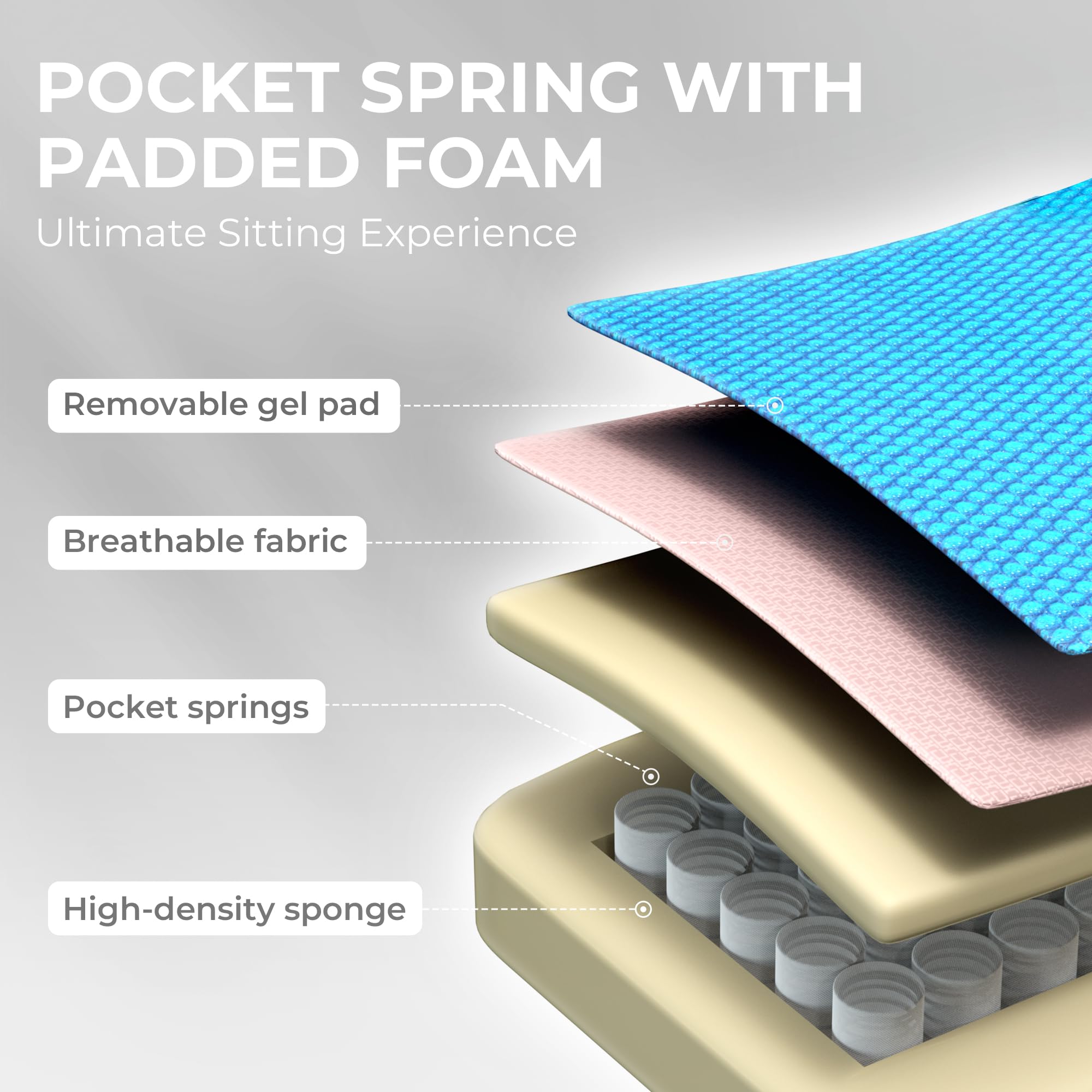 Dowinx Gaming Chair Breathable Fabric Computer Chair With Pocket Spring Cushion, Comfortable Office Chair With Gel Pad And Storage Bag,Massage Game Chair With Footrest,Pink