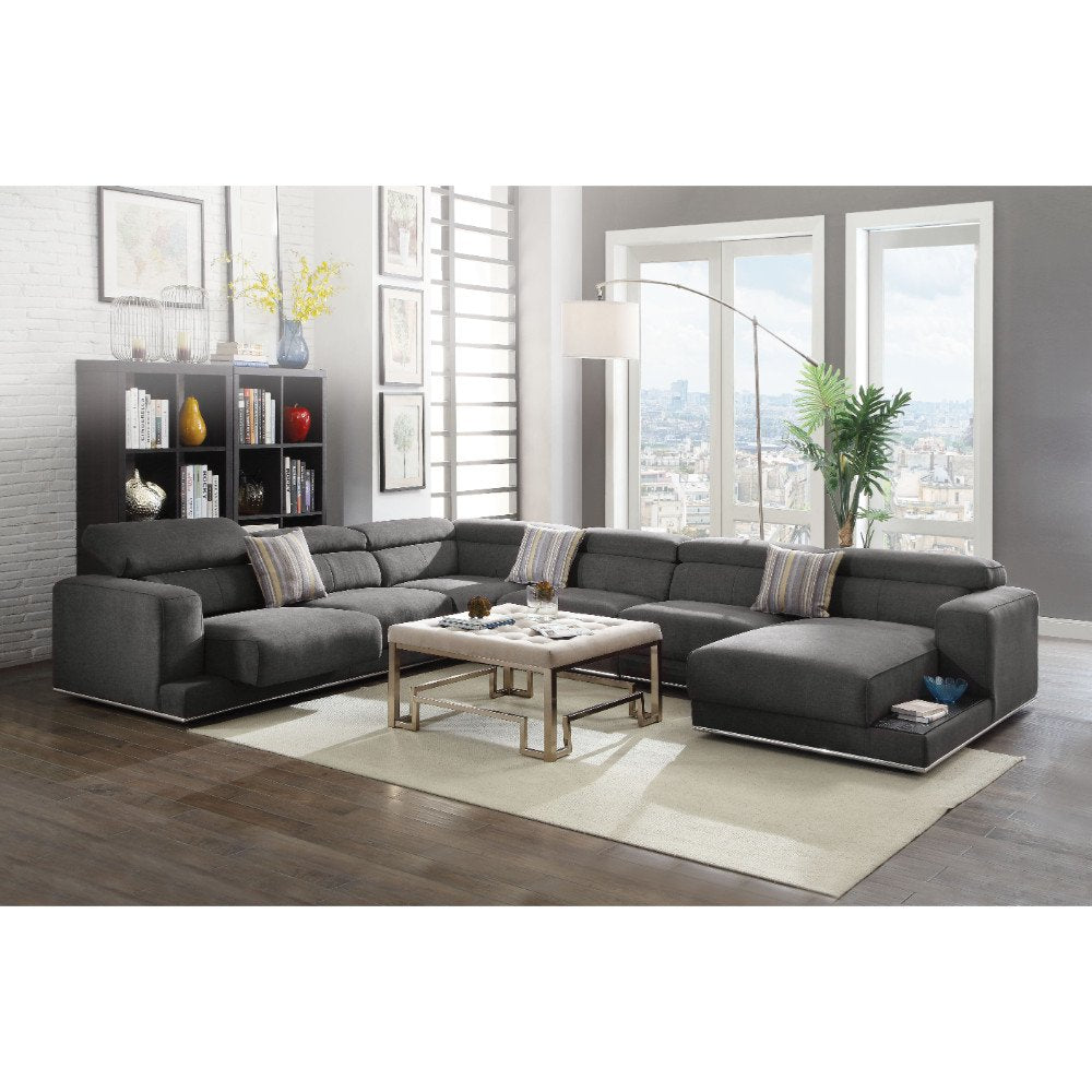 acme Alwin Modular - Left Arm Facing Sofa, Dark Gray Fabric Contemporary/Casual/Dark Gray Fabric/