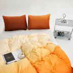 Clothknow Orange Yellow Velvet King Size Comforter Set 3Pcs Yellow Beige Gradient Bedding Comforter Sets Dark Yellow Velvet Comforter Soft Caramel King Comforter Set