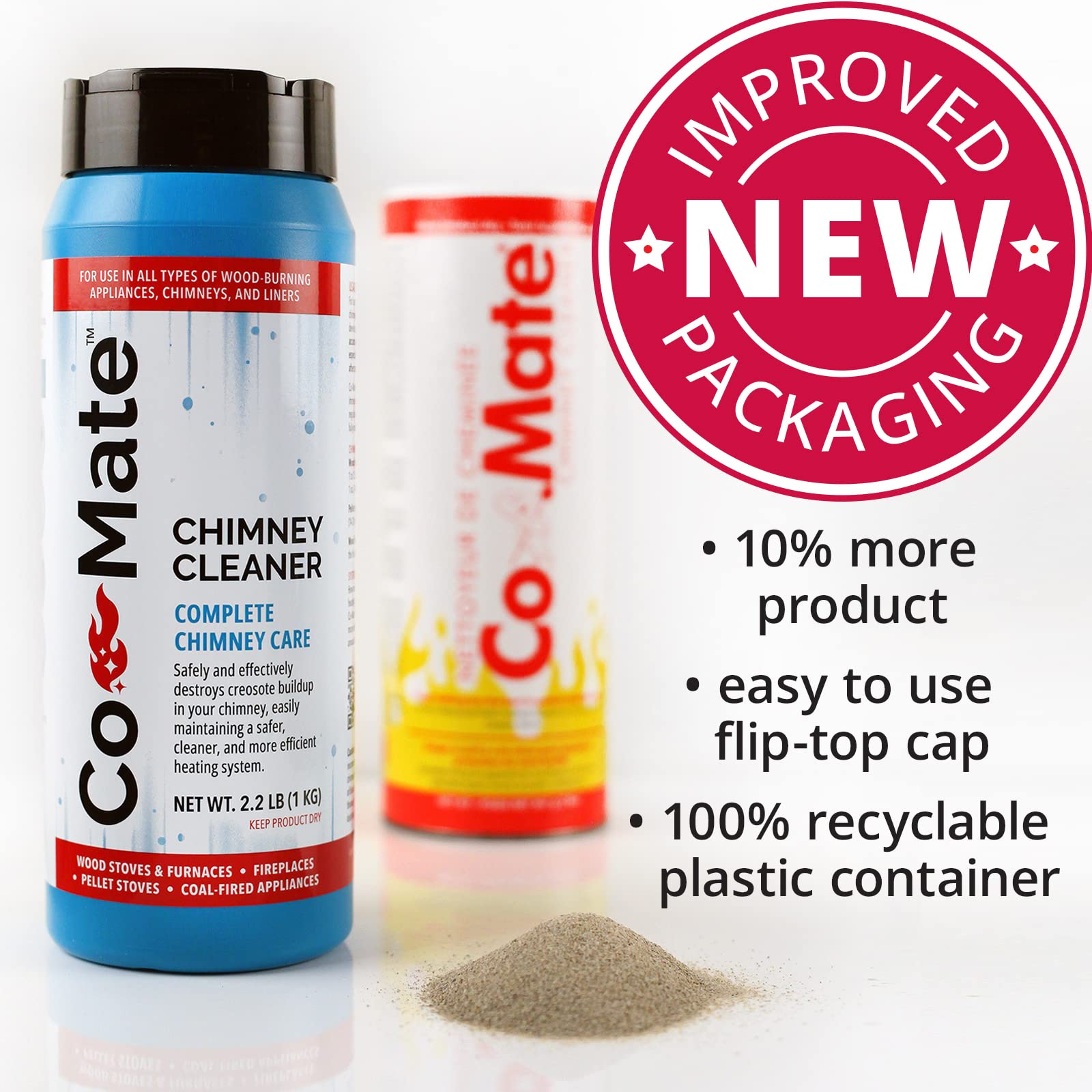 Co-Mate Chimney Cleaner (2.2 Lb.) - Complete Chimney Care, Removes Creosote, Reduces Emissions