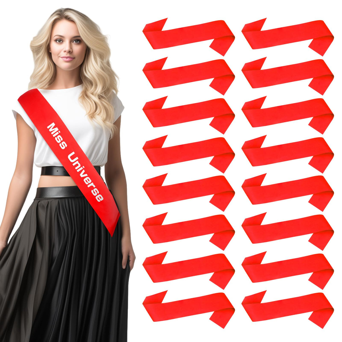 Dreamtop 16Pcs Sash Satin Sash Red Blank Sash Blank Sashes For Pageants Senior Sash 2025 Red Sash For Beauty Pageant