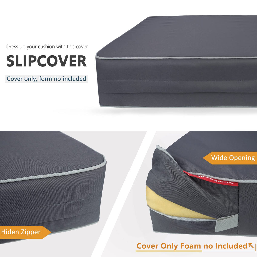 Porch Shield Outdoor Patio Cushion Covers Set 4 Waterproof Fade Resistant Chair Seat Cushion Slipcovers 22 X 20 X 4 Inch, Dark G