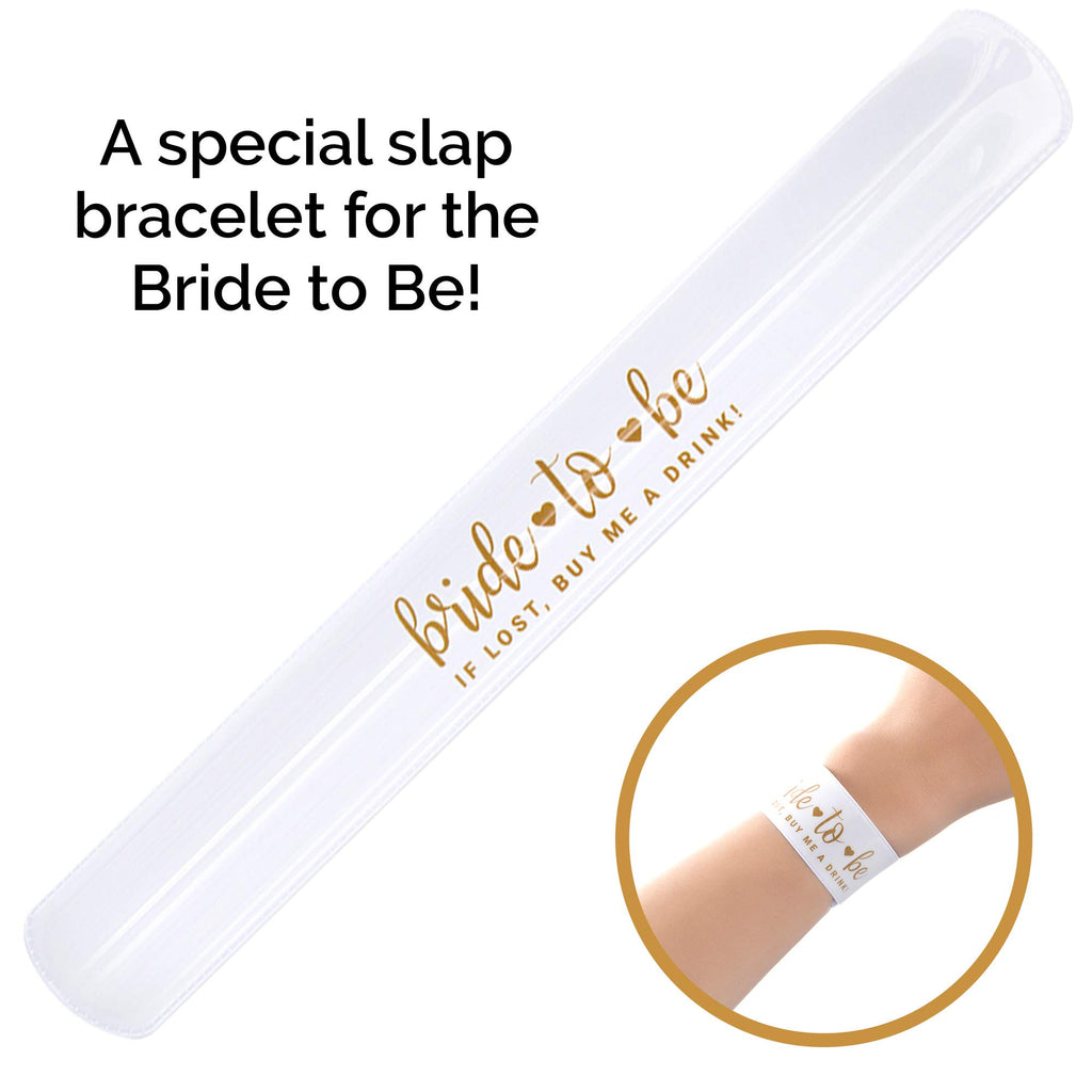 Pop Fizz Designs Bachelorette Slap Bracelets | Bachelorette Party Favors | Bride Tribe Gifts (Black)