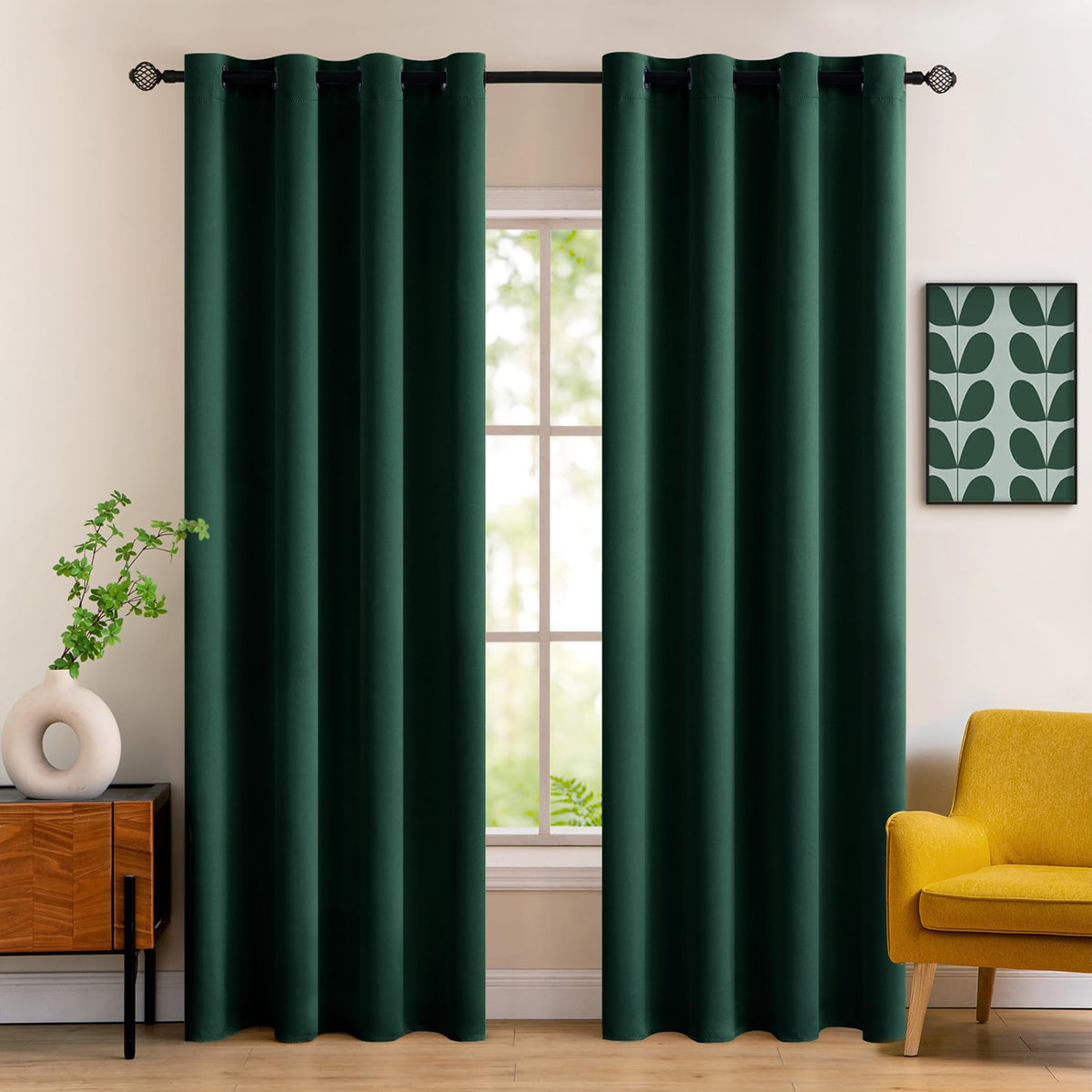 Miulee Christmas Blackout Curtains 2 Panels,Room Darkening Thermal Insulated Drapes Solid Window Treatment Set Grommet Top Light
