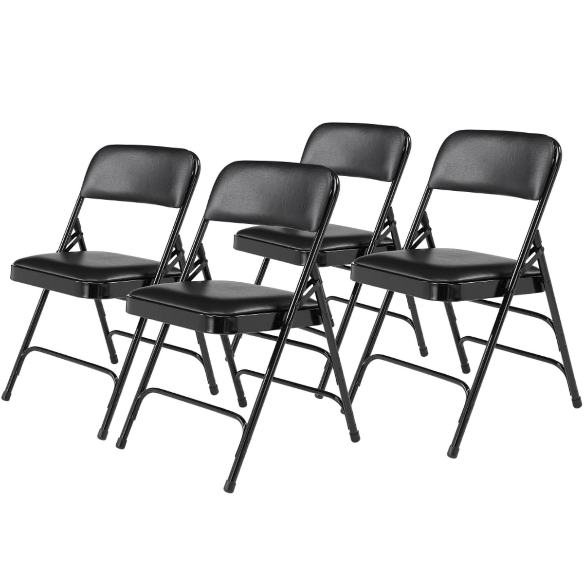 Premium Padded Portable Folding Chairs by National Public Seating – 1300 Series Upholstered, Heavy-Duty Foldable Chairs for Indoor & Outdoor Use – Set of 4, Comfortable & Durable, Black