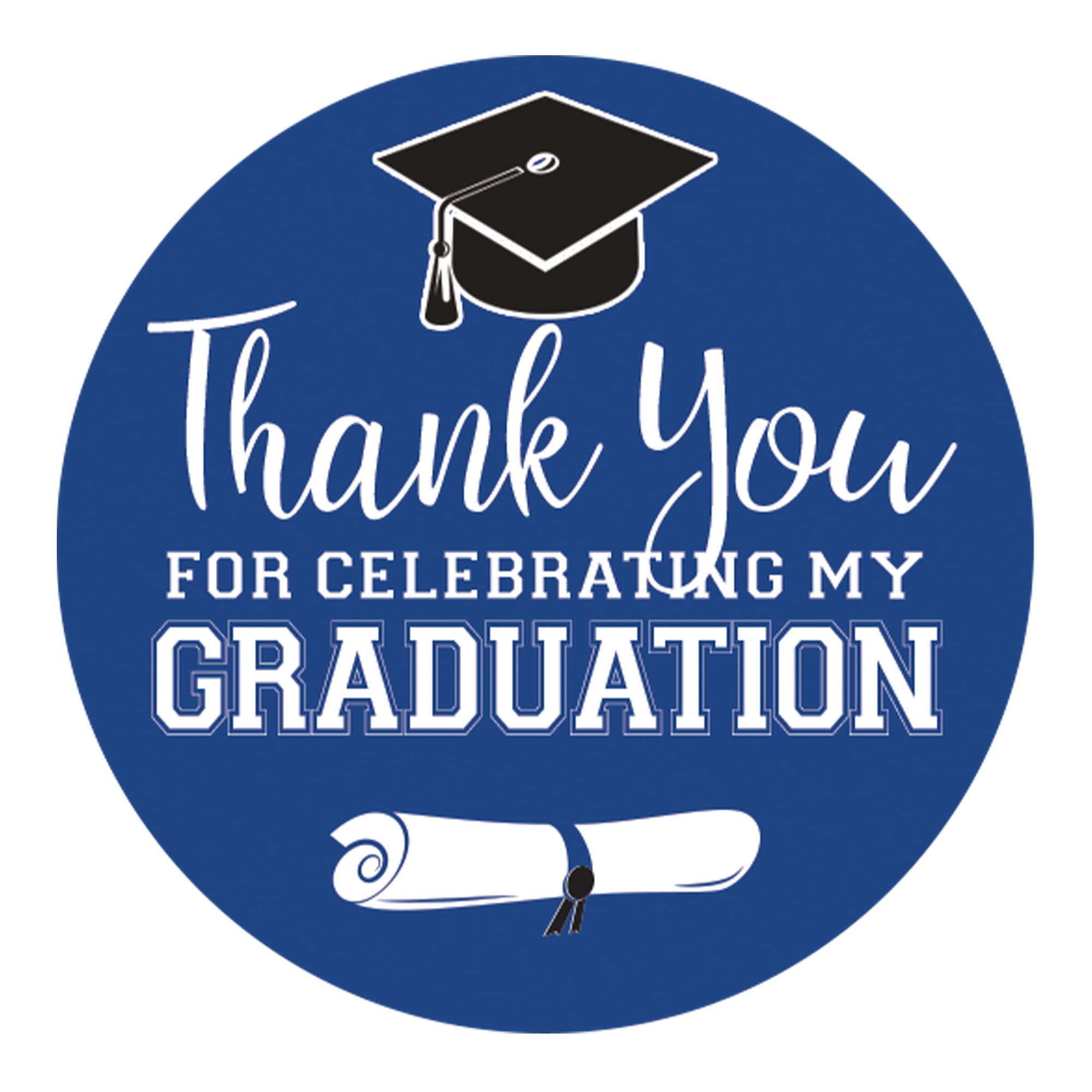 Blue Graduation Thank You Favor Labels, Graduation Thank You Stickers 2025, 40 Count
