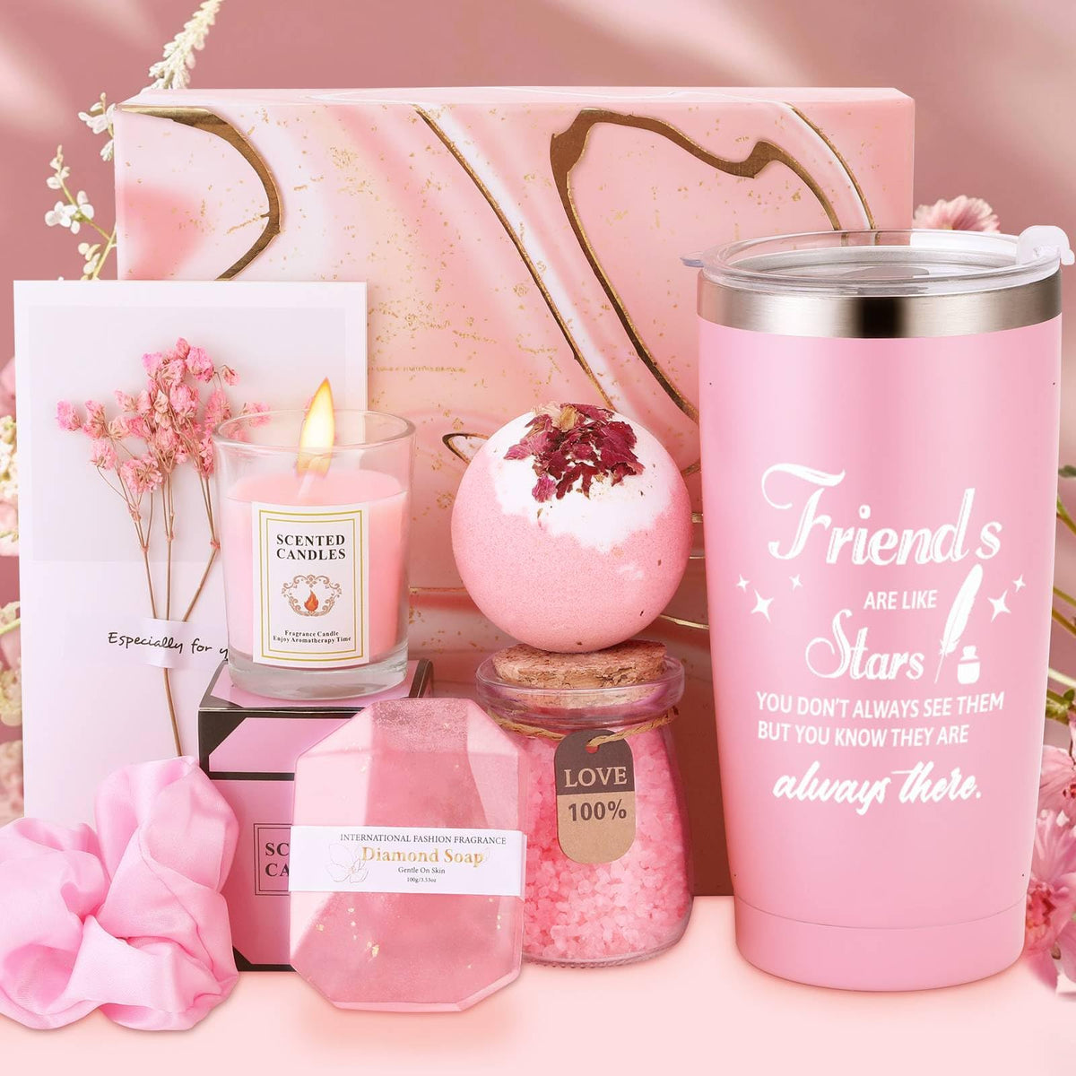 Women Spa Gift Basket Birthday Box Set Good Friends Like Star Long Distance Inspirational Thank You Appreciation Female Friendsh