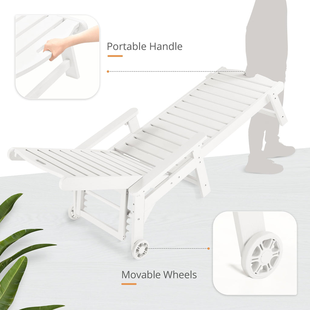 Lue Bona Chaise Lounge Chairs Set With Table, 6-Piece, Hdps Material, 3-Year Warranty, Patio Lounge Chair With Adjustable Backrest, Resin Pool Lounge Chairs With Wheels For Outside, Poolside, White