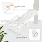 Lue Bona Chaise Lounge Chairs Set With Table, 6-Piece, Hdps Material, 3-Year Warranty, Patio Lounge Chair With Adjustable Backrest, Resin Pool Lounge Chairs With Wheels For Outside, Poolside, White
