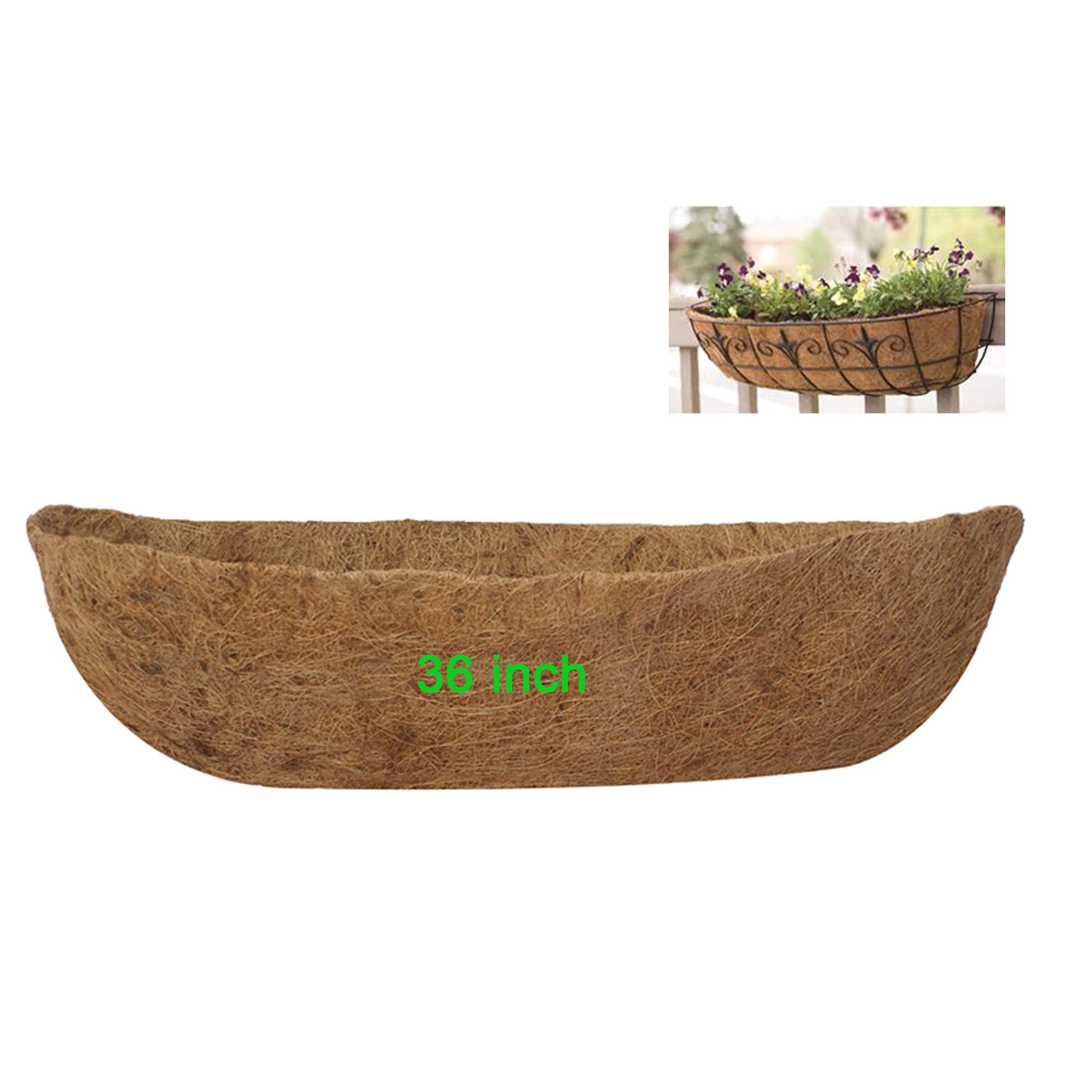 Frillybutts Coco Liners For Planters 36 Inch,Trough Coco Coir Coconut Fiber Replacement Liner For Wall Trough Planter