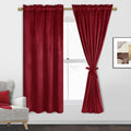 Jiuzhen Wine Red Velvet Curtains 63 Inches For Living Room - Privacy Protect Room Darkening Rod Pocket Thick Velvet Window Drape