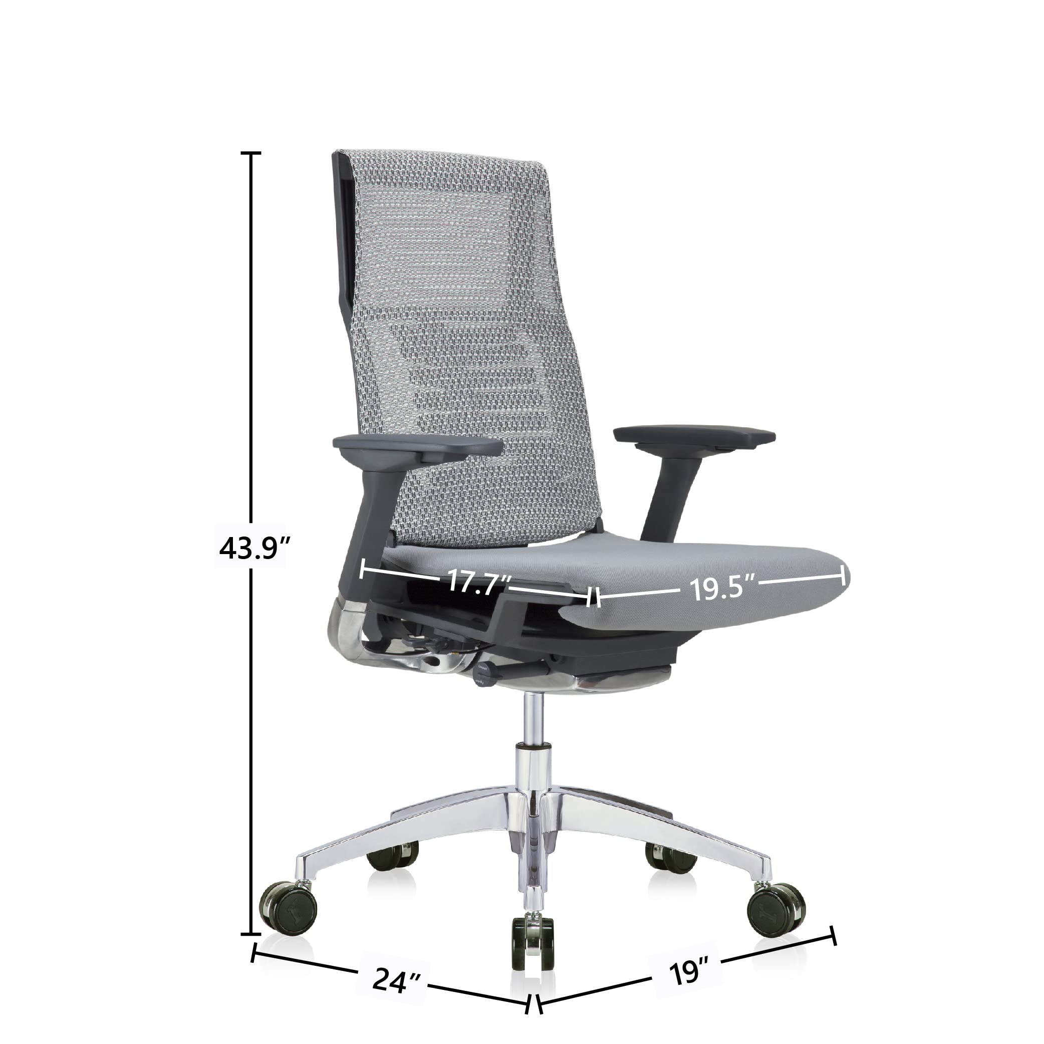 Powerfit Exec Chair Grey Fabric Seat/Mesh Back-Charcoal Frame