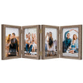 5x7 Four Picture Frame 4 Hinged Photo Frame with 4 Openings, Natural Wood Foldable Photo Frame with High Definition Acrylic for 