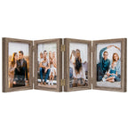 5x7 Four Picture Frame 4 Hinged Photo Frame with 4 Openings, Natural Wood Foldable Photo Frame with High Definition Acrylic for 