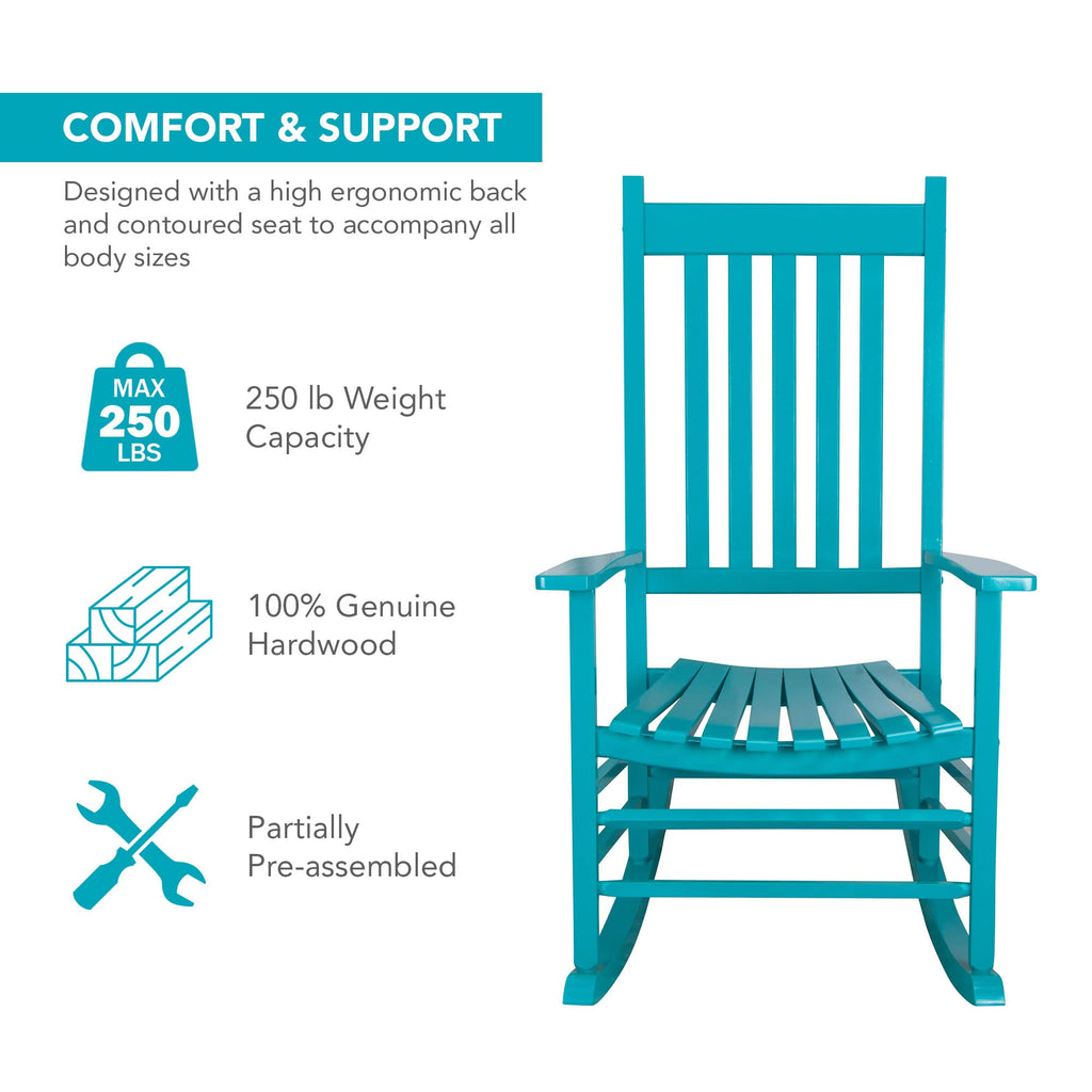 Shine Company Vermont Rocking Chairs, Outdoor Front Porch Rocker Set Of 2, Aruba