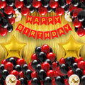 Rozi Decoration Happy Birthday Party Decoration Combo Set With Banner, Confetti Metallic Balloons, Foil Fringe Curtain | Red & G
