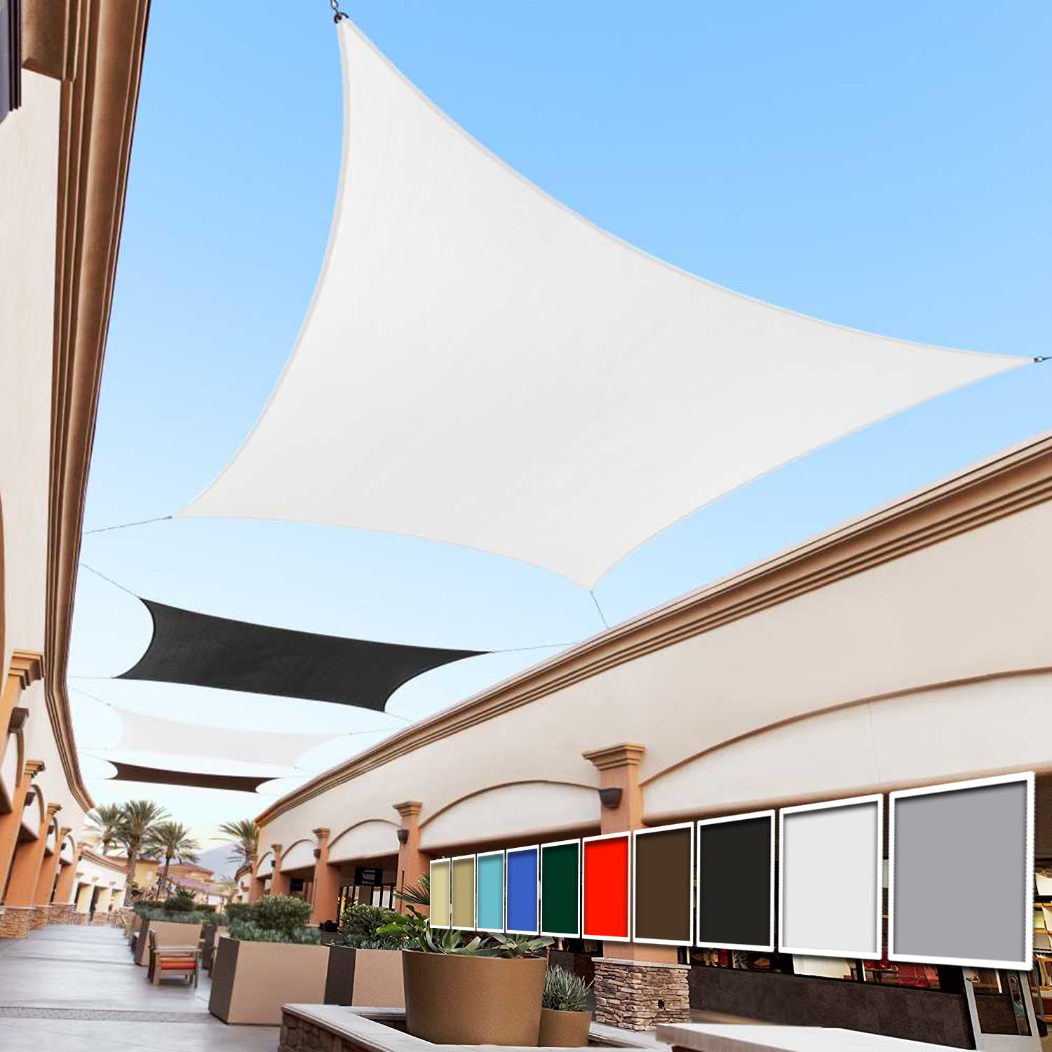 Royal Shade 12' X 12' White Square Sun Shade Sail Canopy Outdoor Patio Fabric Shelter Cloth Screen Awning - 95% Uv Protection, 2