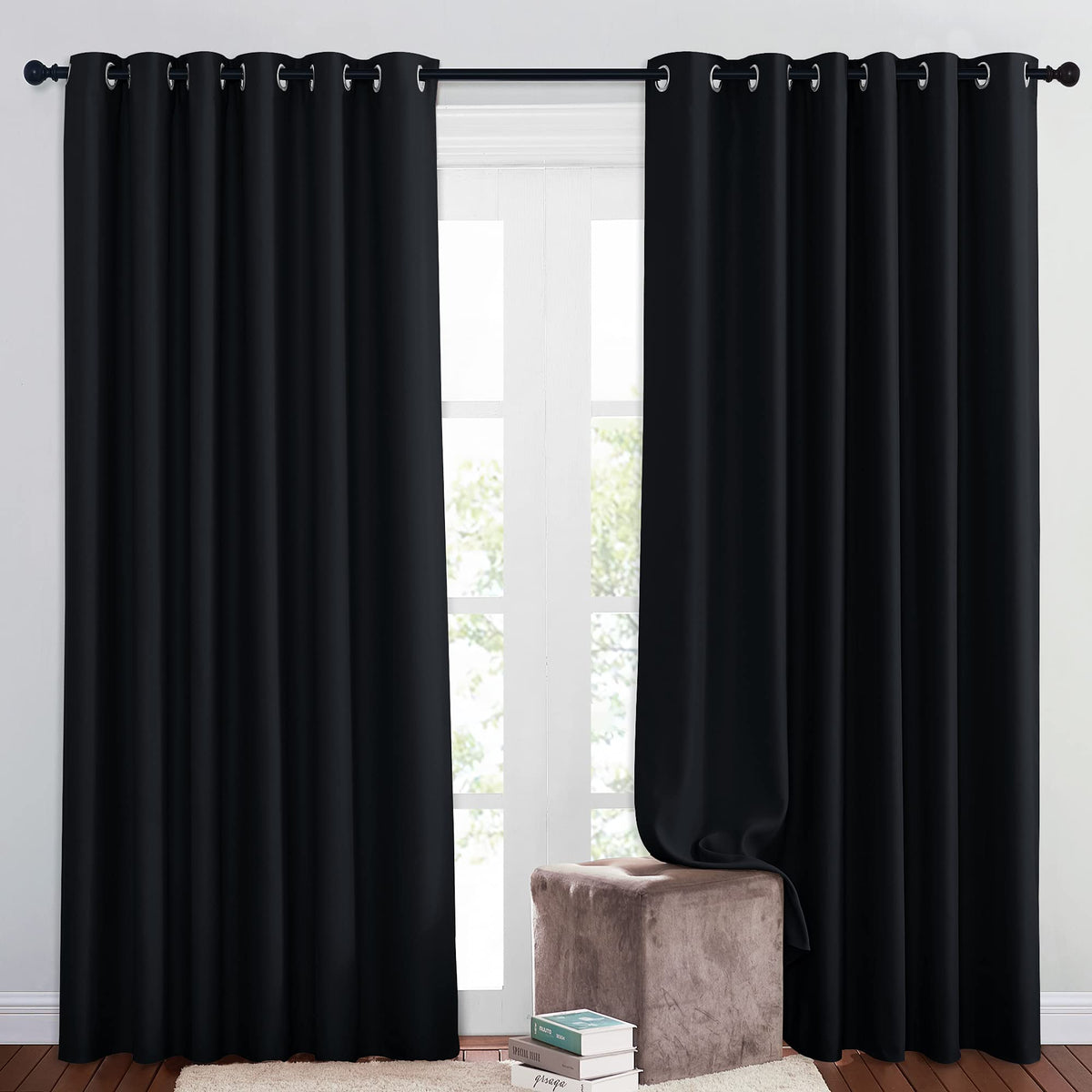 Nicetown Blackout Patio Curtains For Windows 84 Inch Length - Solid Thermal Insulated Grommet Light Reducing Panels Window Treat