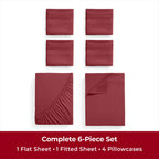 Mellanni King Sheet Set - 6-Piece Iconic Collection Bedding, (Including 4 Pillowcases), 16-Inch Deep Pocket, Easy Care, Extra Soft, Cooling Sheets, Brushed Microfiber - Brick Red