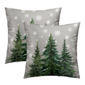 Grey Snowflake Trees Throw Pillow Covers Pack Of 2, 18X18 Inch Xmas Tree Snow Winter Decorative Throw Pillowcases Farmhouse Holi