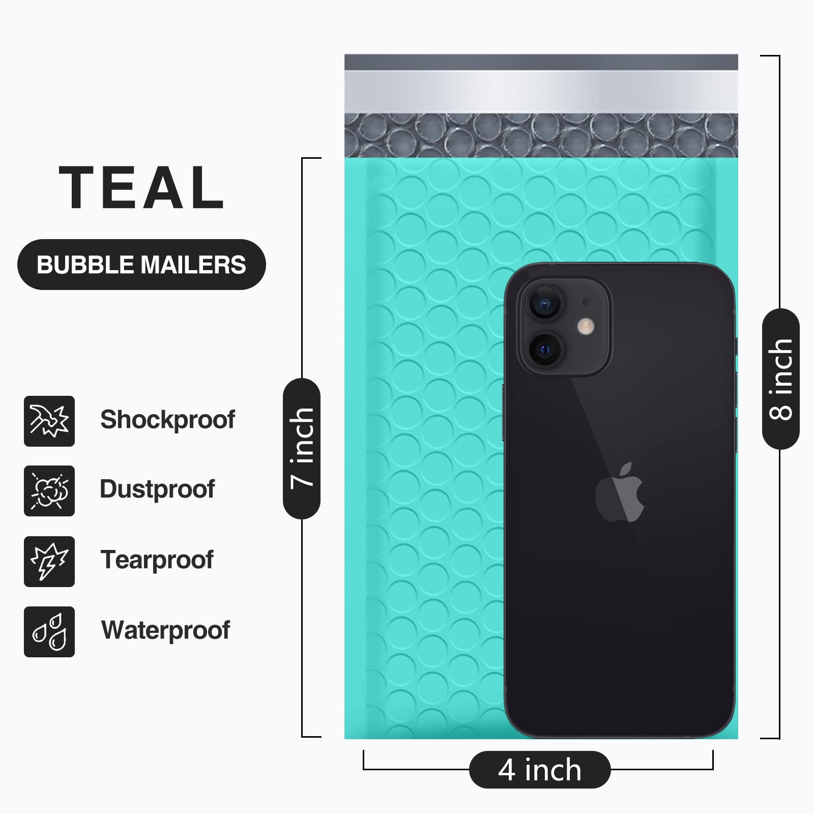 Ucgou Bubble Mailers 4X8 Inch Teal 100 Pack Poly Padded Envelopes Small Business Mailing Packages Opaque Self Seal Boutique Ship