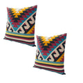 The Urban Port 24 x 24 Square Cotton Accent Throw Pillows, Geometric Aztec Pattern, Set of 2, Multicolor
