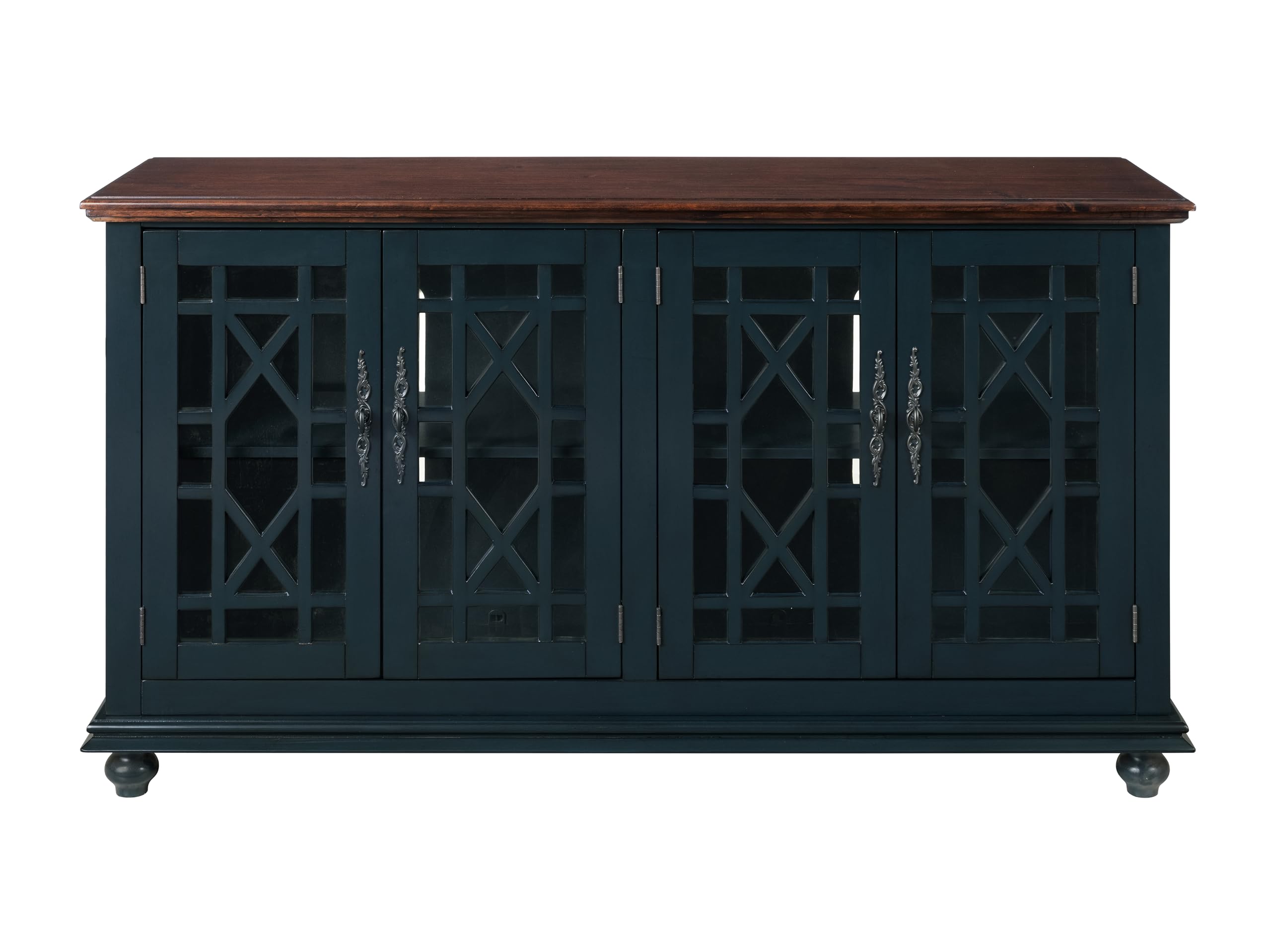 Martin Svensson Home Palisades Tv Stand, 63&quot; W X 35&quot; H, Catalina Blue With Coffee Top