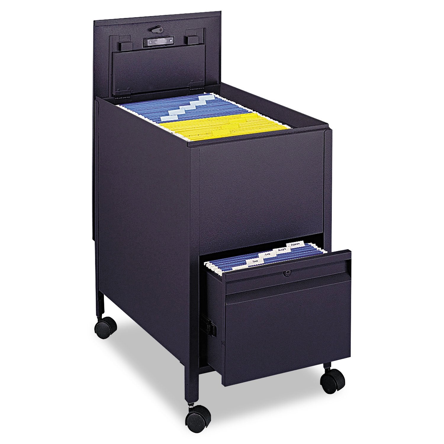 Safco Products Locking Mobile Tub File With Drawer, Letter Size, Black