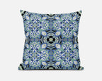 HomeRoots Blue White Black Sapphire White Cloverleaf Boho Suede Throw Pillow