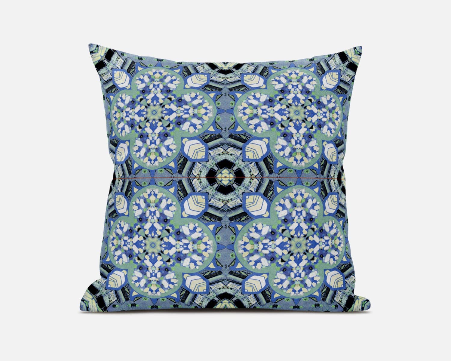 HomeRoots Blue White Black Sapphire White Cloverleaf Boho Suede Throw Pillow
