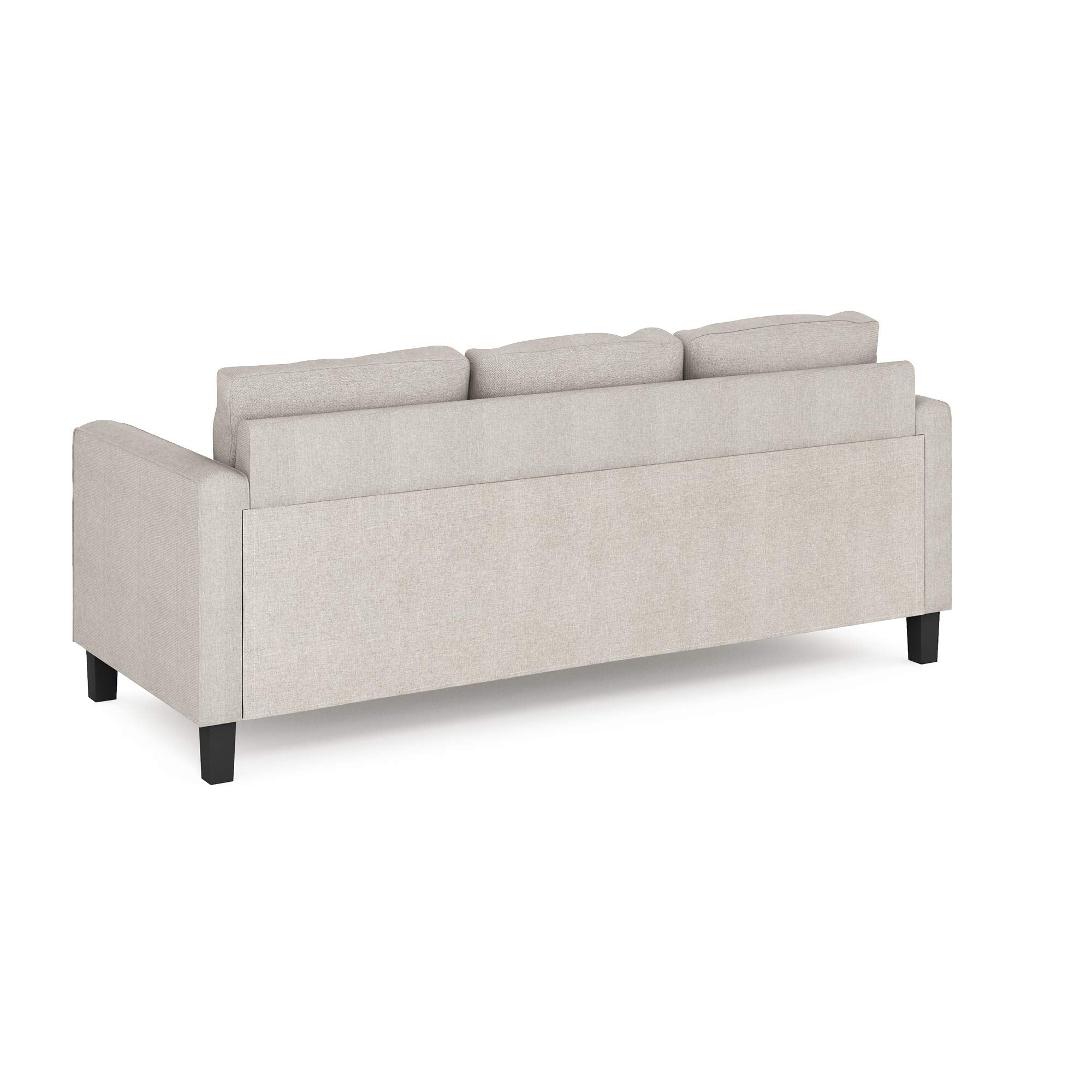 Furinno Bayonne Modern Upholstered 3-Seater Sofa Couch For Living Room, Fog