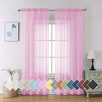 Aiyufeng Light Pink Sheer Curtains 84 Inches Long 2 Panels Set, Semi Transparent Voile Rod Pocket Sheer Window Drapes For Bedroo