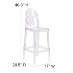 Flash Furniture Ghost Barstool With Oval Back In Transparent Crystal