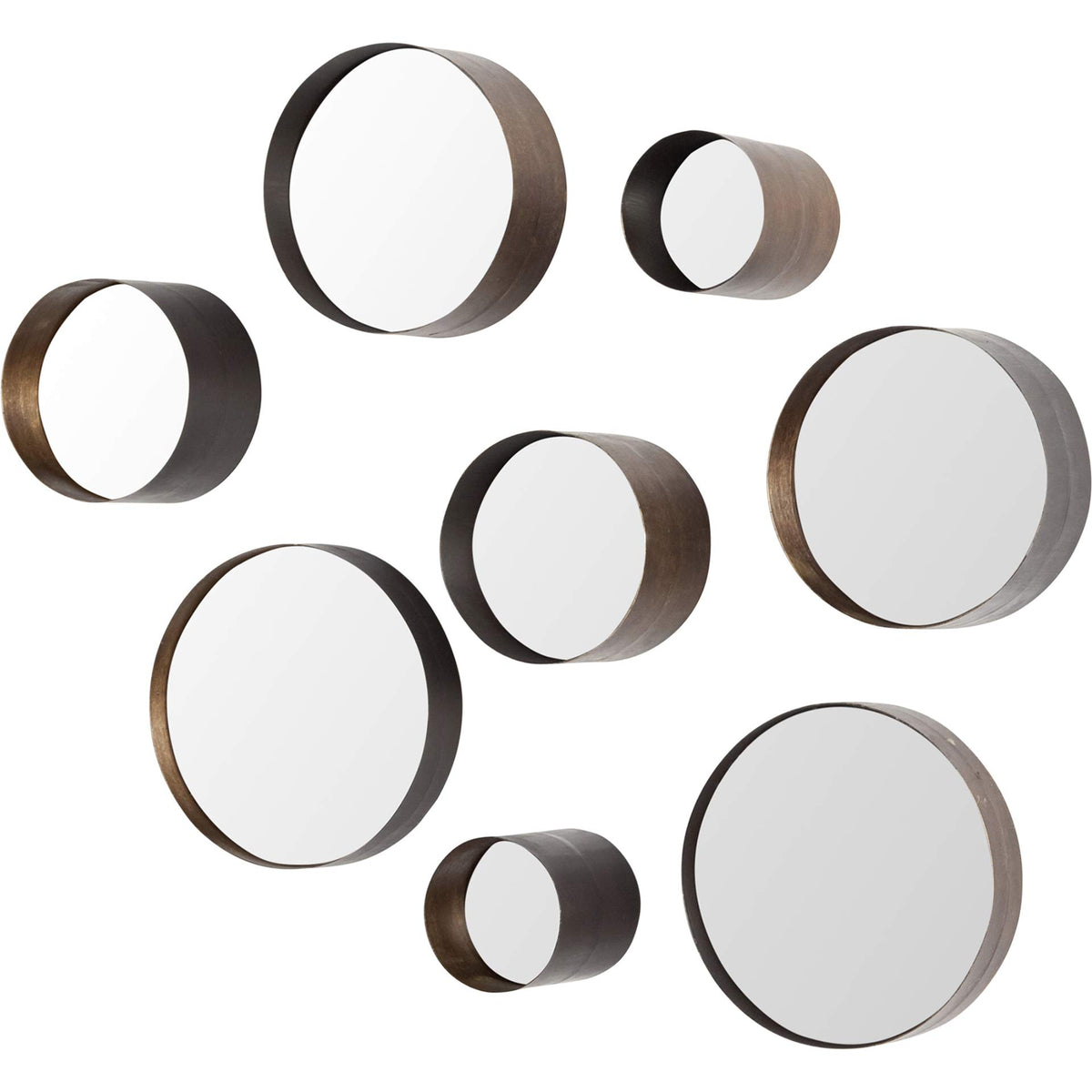 HomeRoots Metal, Other Set of 8 Brown Metal Wall Mirrors