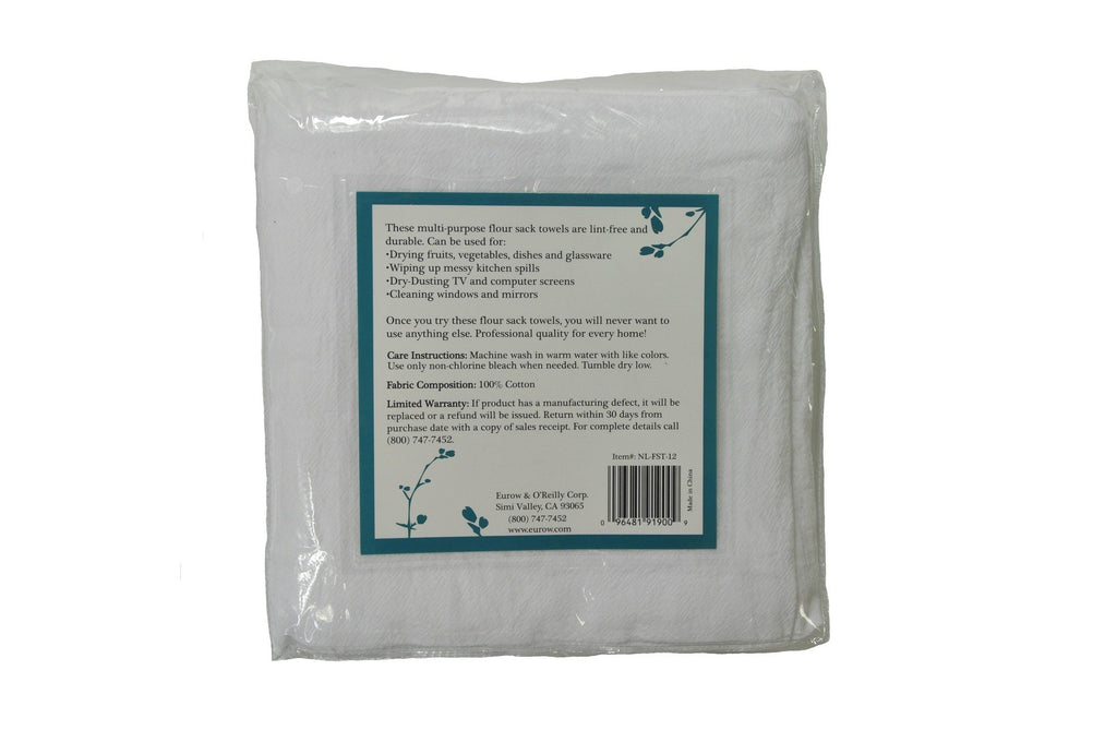 Nouvelle Legende Cotton Flour Sack Commercial Grade Towels, 28 By 29 Inches, White, Pack Of 12