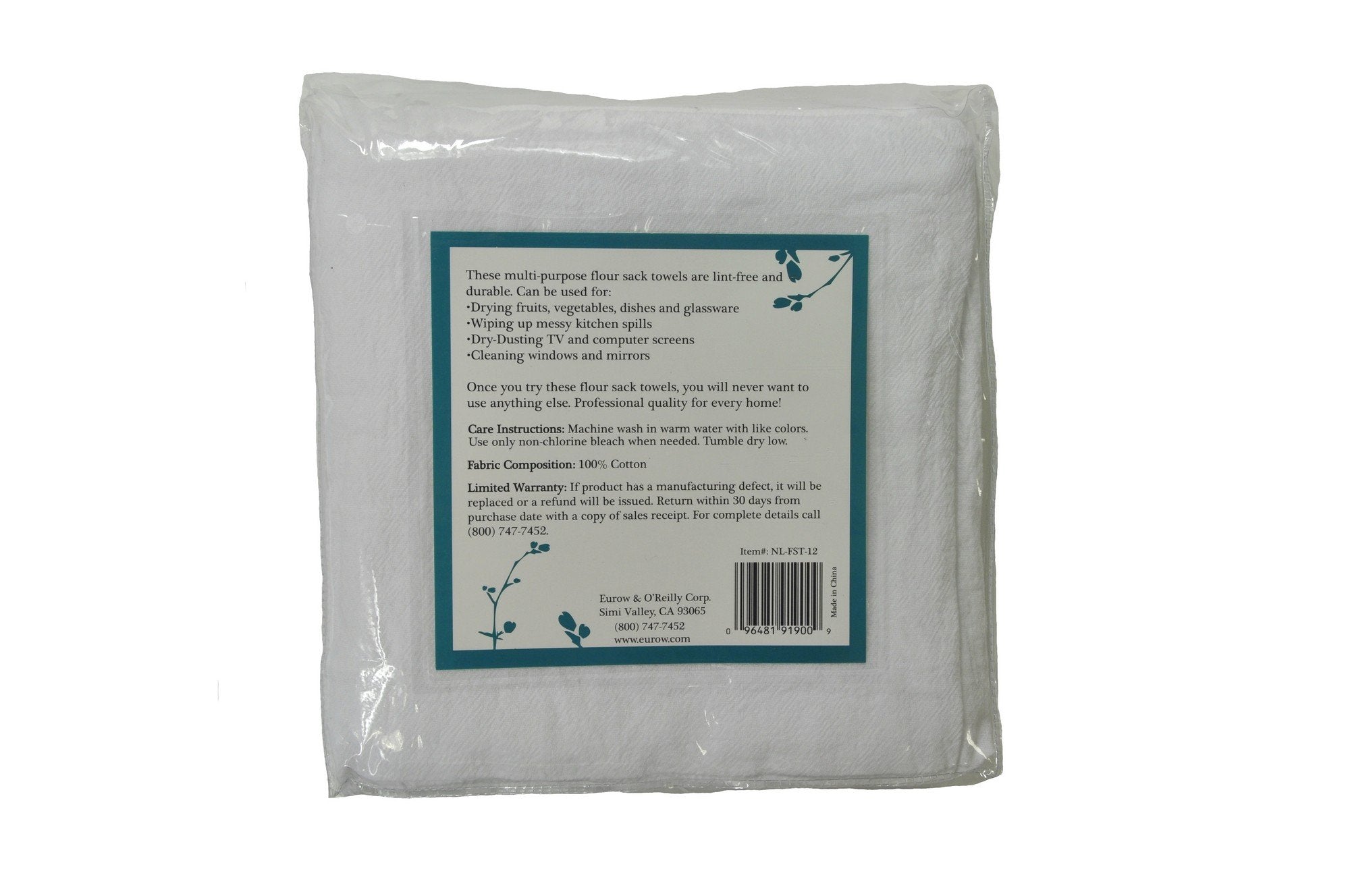 Nouvelle Legende Cotton Flour Sack Commercial Grade Towels, 28 By 29 Inches, White, Pack Of 12