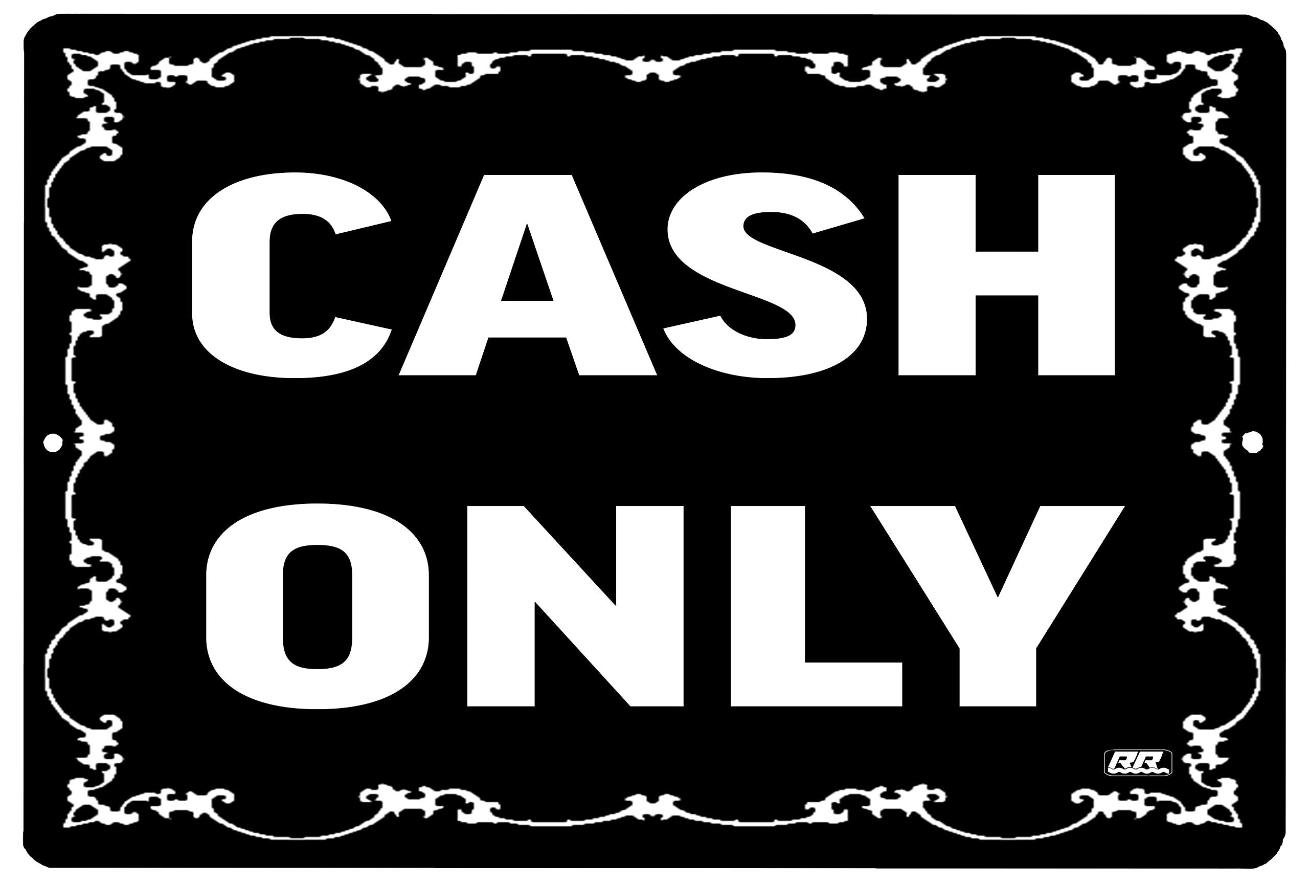 Rogue River Tactical Cash Only Metal Tin Sign Business Retail Store Home Large Restaurant Bar Office Hotel Black