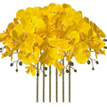FagusHome 32 Inch Artificial Phalaenopsis Flowers 6 Pcs Artificial Orchid Flowers Stem Plants for Home D  cor (Yellow)