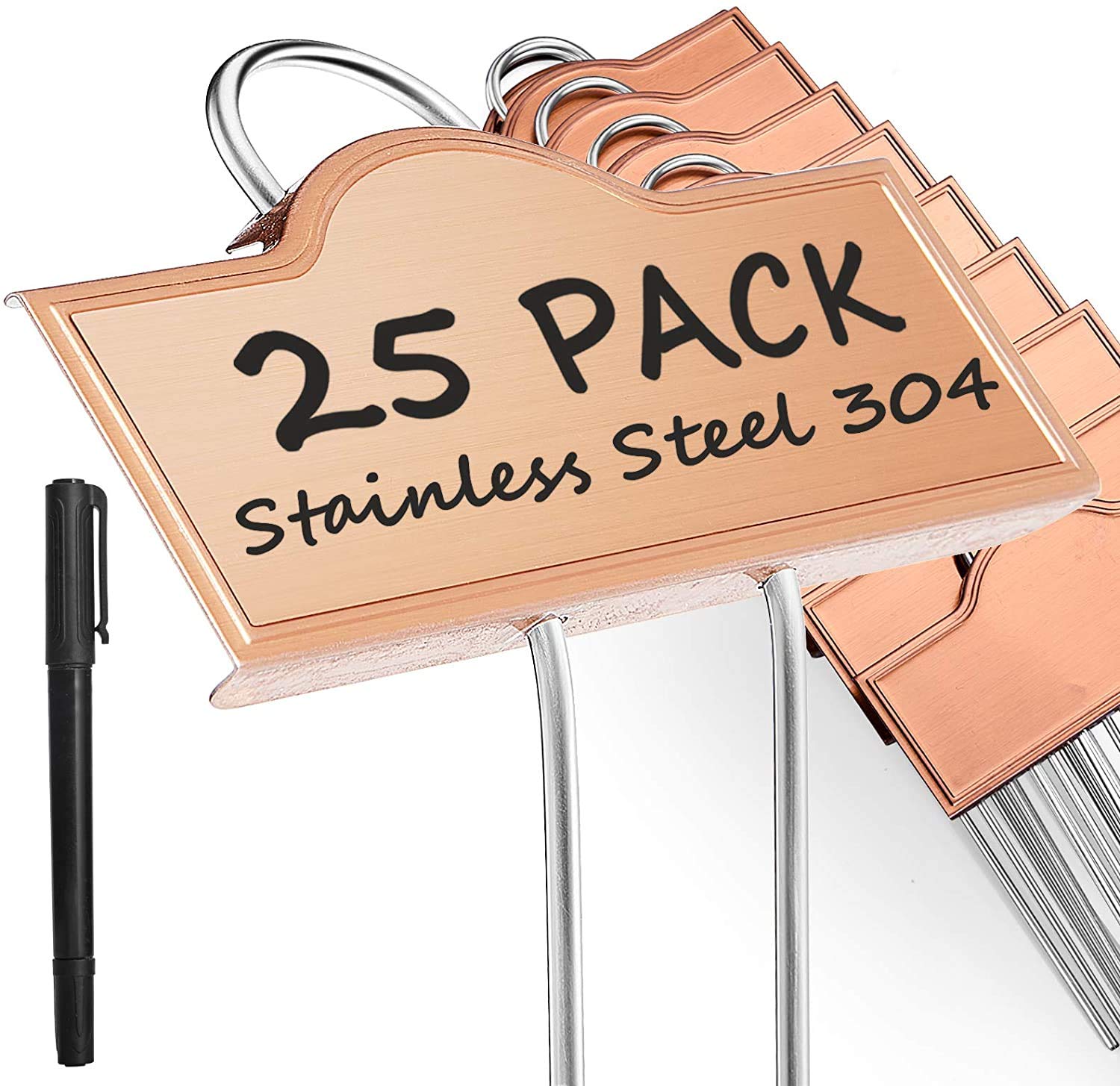 Metal Plant Labels Weatherproof 25 Pack, Outdoor Stainless Steel Ss304 Garden Label Markers For Plants Vegetables Herb Seedlings