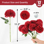 Hananona 12 Pcs Artificial Chrysanthemums Flowers Burgundy Flowers, Fake Mums Flowers Silk Flowers For Spring Home Decor Indoor