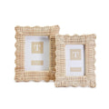 Twos Company 2-Piece 4 x 6 and 5 x 7 Rattan Photo Frame Set, Hand Woven Wicker Weave Natural Wood Rustic Boho Decor Frames