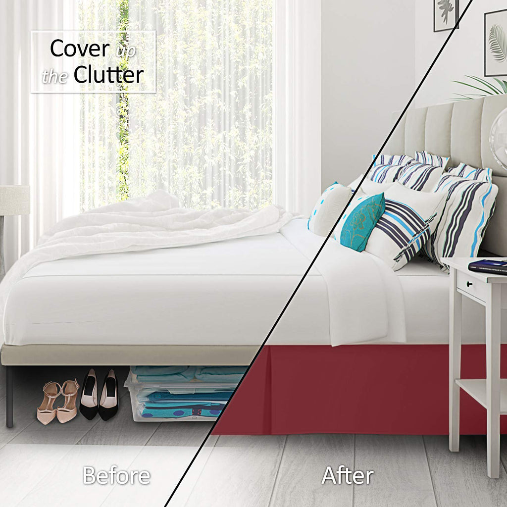 Nestl Red Heaven Bed Skirt King Size - King Bed Skirt 14 Inch Drop - Brushed Microfiber Bed Skirts - Hotel Quality Pleated Bed Skirt - Shrinkage & Fade Resistant