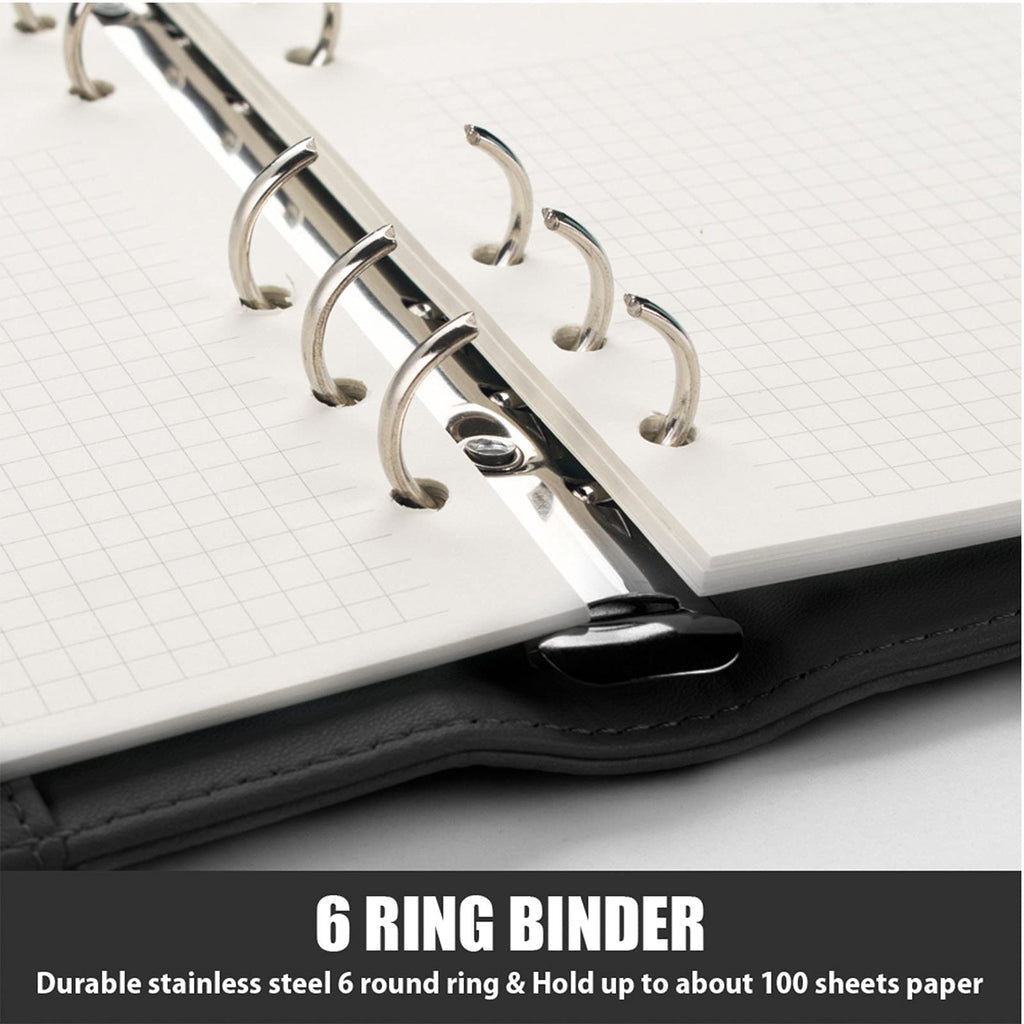 Sooez A6 Binders, Budget Binder, 6 Ring Binder, Notebook Binder, Planner Binder With Magnetic Buckle Closure, A6 Leather Binder