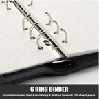 Sooez A6 Binders, Budget Binder, 6 Ring Binder, Notebook Binder, Planner Binder With Magnetic Buckle Closure, A6 Leather Binder