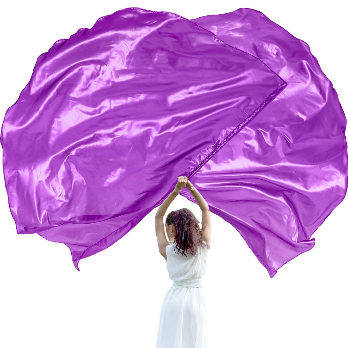 Jetec 2 Set 55' Praise Dance Worship Flags With Scalable Rod Semicircle Worship Angel Wing Flag For Dance Church (Purple)