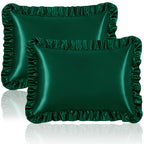 Homiest Ruffle Satin Pillowcase for Hair and Skin, Queen Satin Pillow Covers Silky Pillow Cases Set of 2, Satin Ruffled Pillowca