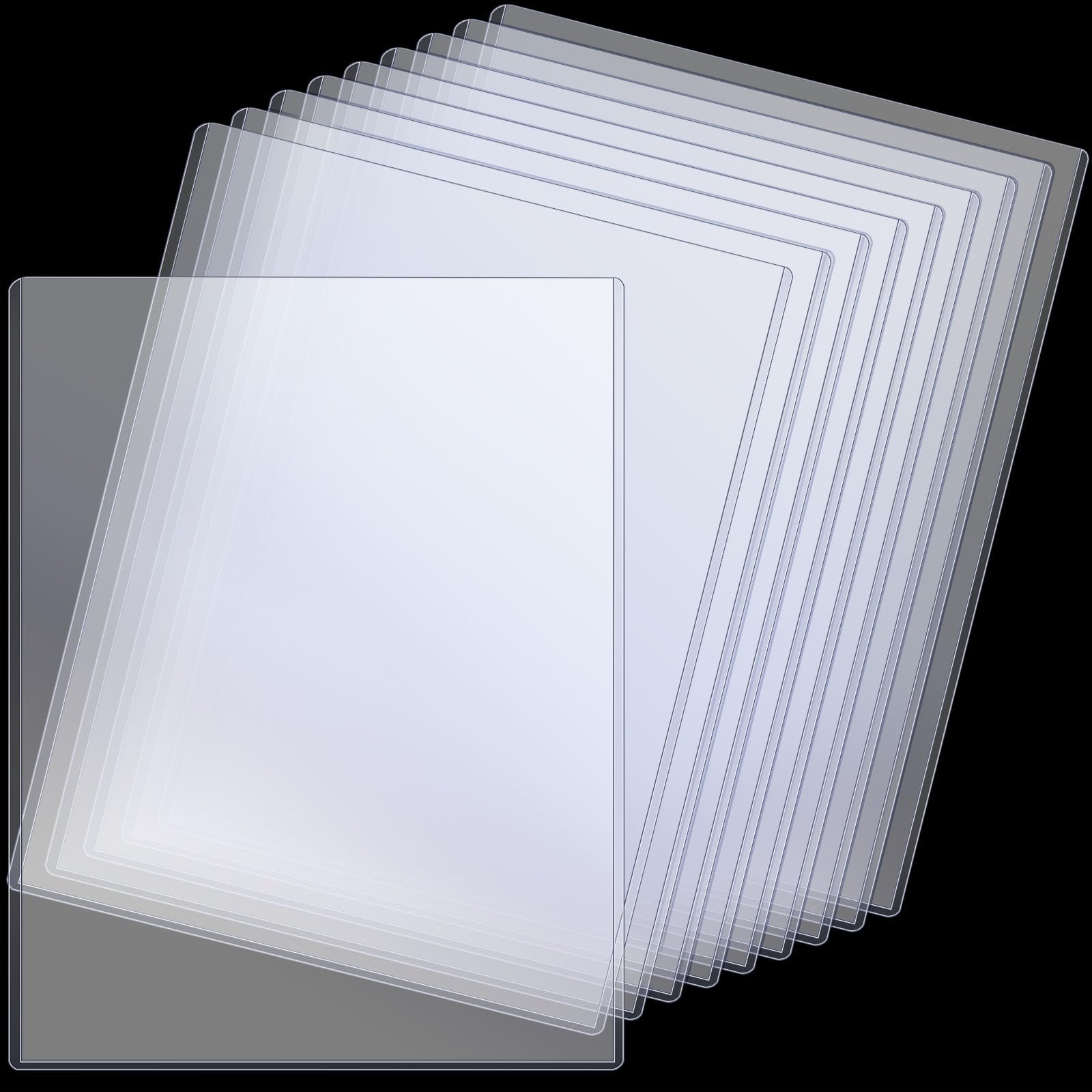 Teling 10 Pcs 8 1/2' X 11' Rigid Print Protectors Clear Rigid Sleeve Plastic Paper Page Protectors Clear Sheet Cover Photo Pla
