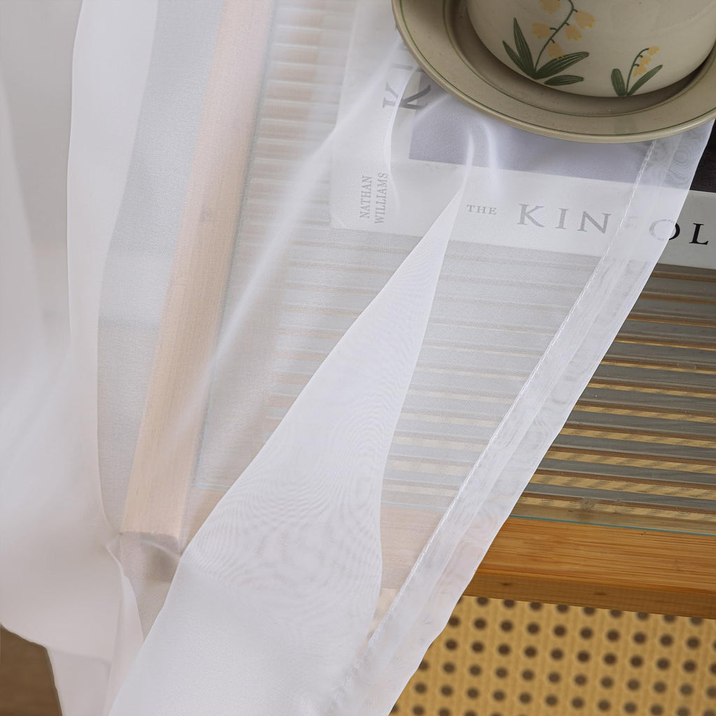 Sheer White Curtains, Sheer Curtains 63 Inch Length 2 Panels Set, Rod Pocket Voile Fimly Sheer Drapes For Living Room/Bedroom, L