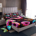 Feelyou Donuts Sheets with Deep Pocket Fitted Sheet Chocolate Doughnut Sheet Set for Boys Girls Children Colorful Cartoon Whimsi